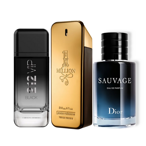 SET 3 PERFUMES - 1 MILLION + SAUVAGE + 212 VIP BLACK